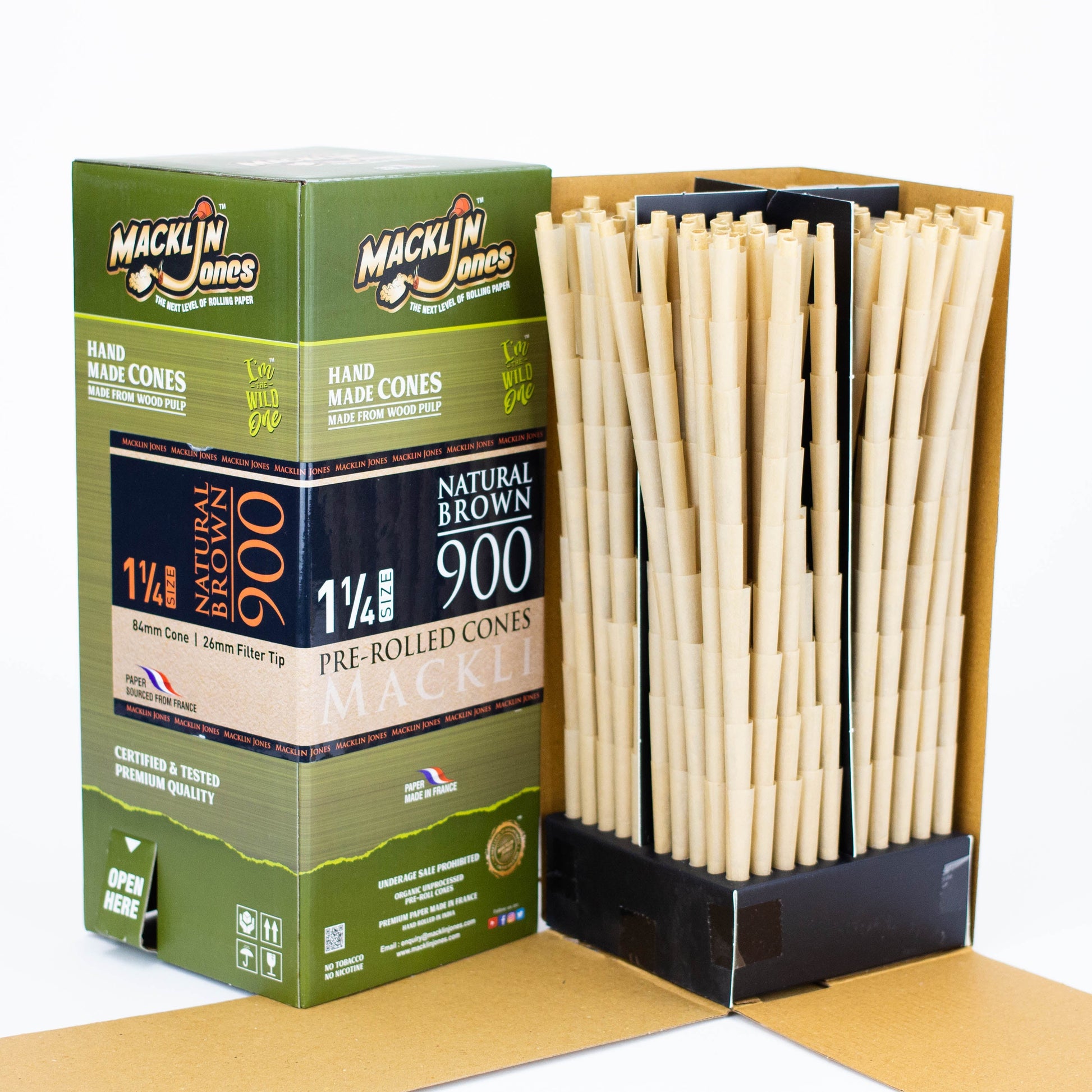 Macklin Jones - Natural Brown 1 1/4 Pre-Rolled cones Tower 900_1