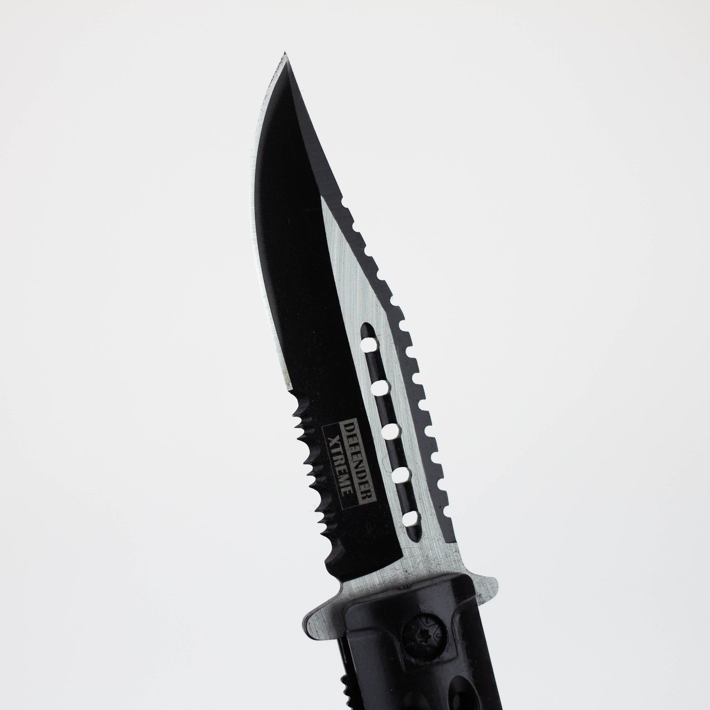 8.5" Defender Black Tactical Design Pocket Knife with Belt Clip [7672]_3