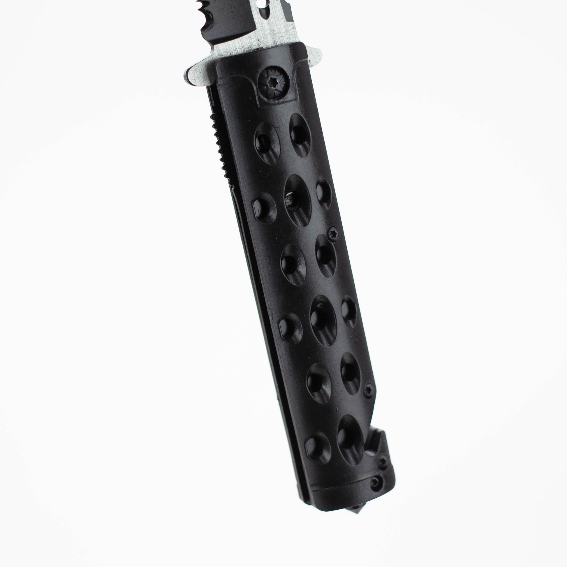 8.5" Defender Black Tactical Design Pocket Knife with Belt Clip [7672]_4