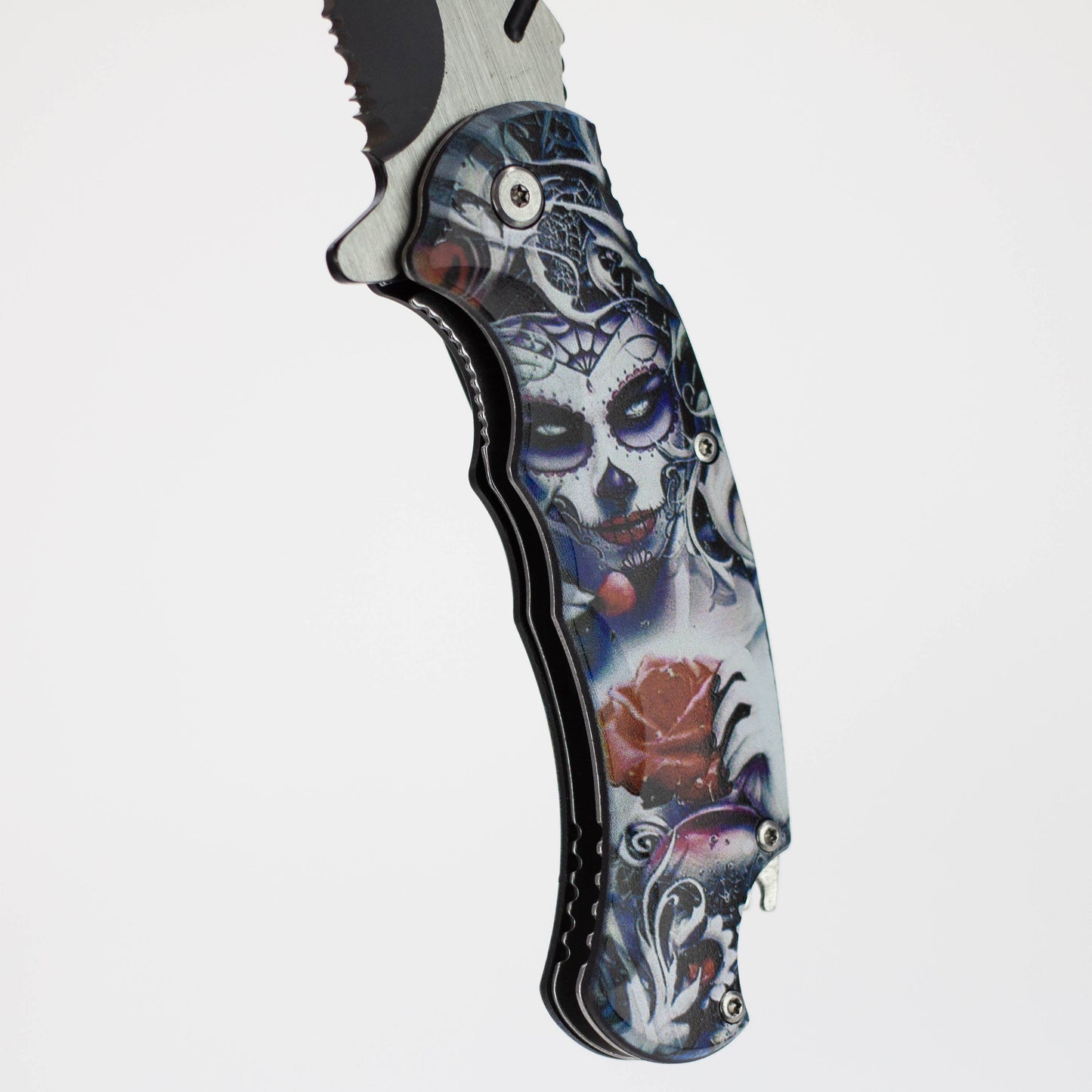 Defender-Xtream  8.5" Women with rose folding knife with bottle opener [13428]_3