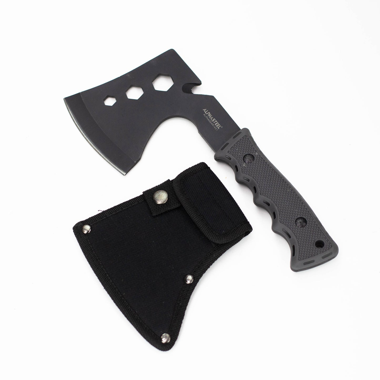 ALPHASTEEL | Tactical Axe with Sheath Black Hatchet [F103A]_0