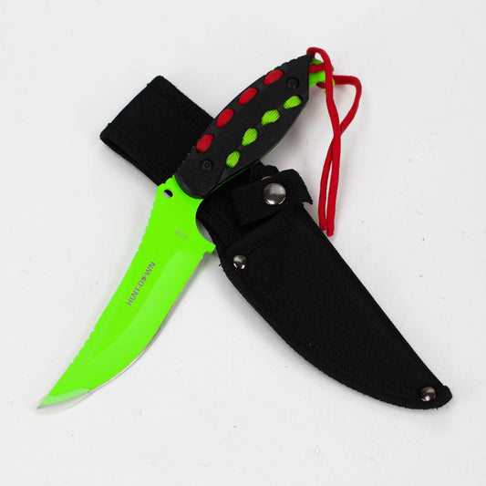Hunt-Down | 8" Light Green Hunting Knife With Black Handle and Green Red paracord [9759]_0