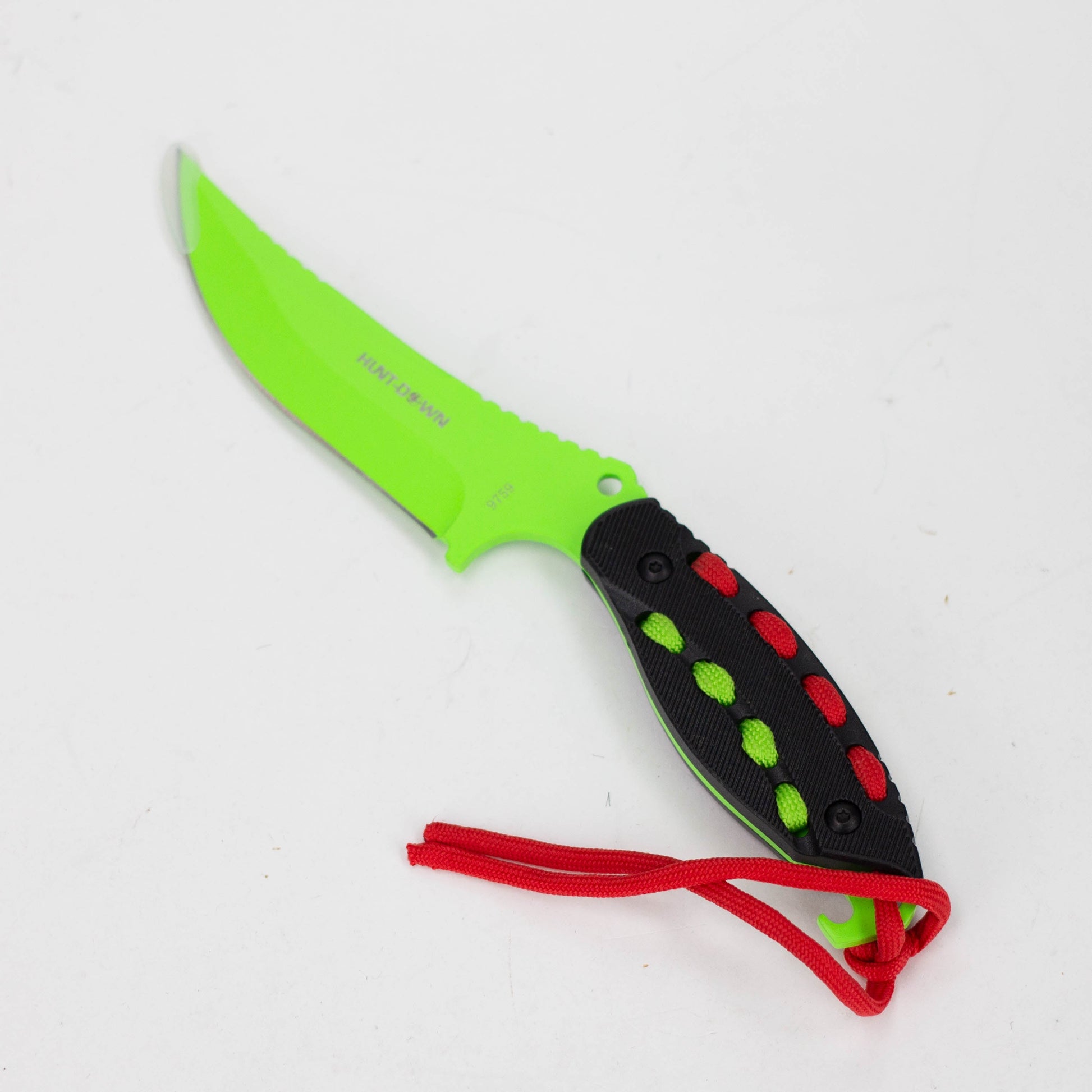 Hunt-Down | 8" Light Green Hunting Knife With Black Handle and Green Red paracord [9759]_2