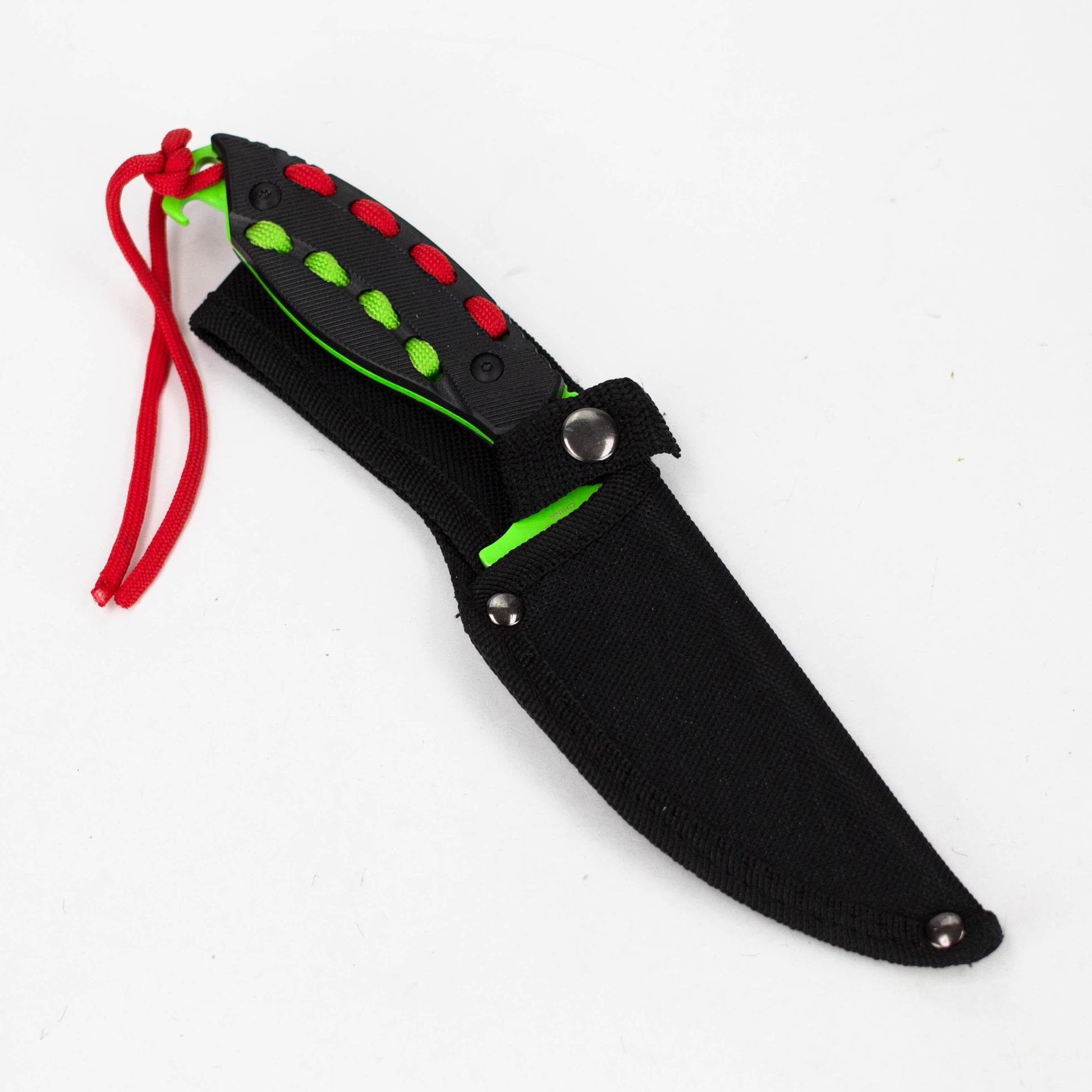 Hunt-Down | 8" Light Green Hunting Knife With Black Handle and Green Red paracord [9759]_1