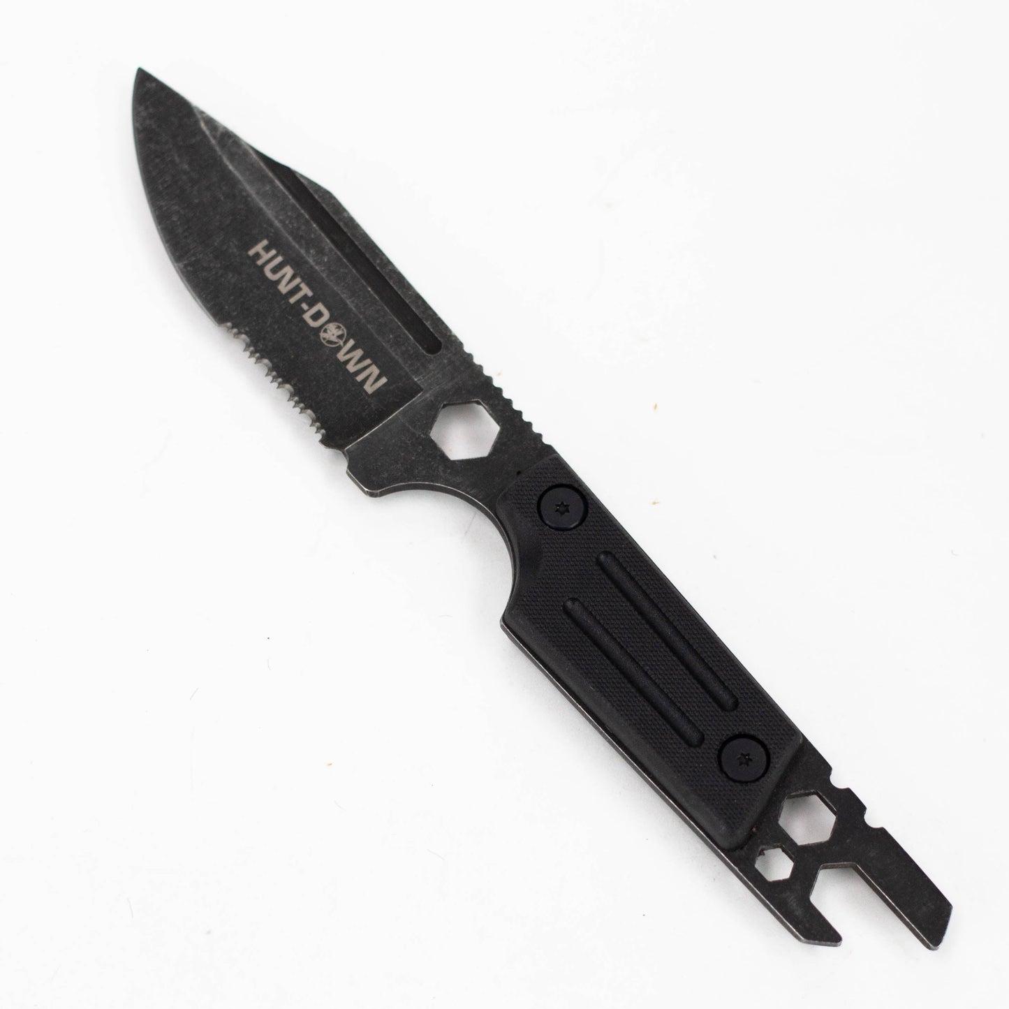 Hunt-Down | 9.5" Stonewashed Fixed Blade Full Tang Tactical Knife Sheath & Wrench [9839]_2