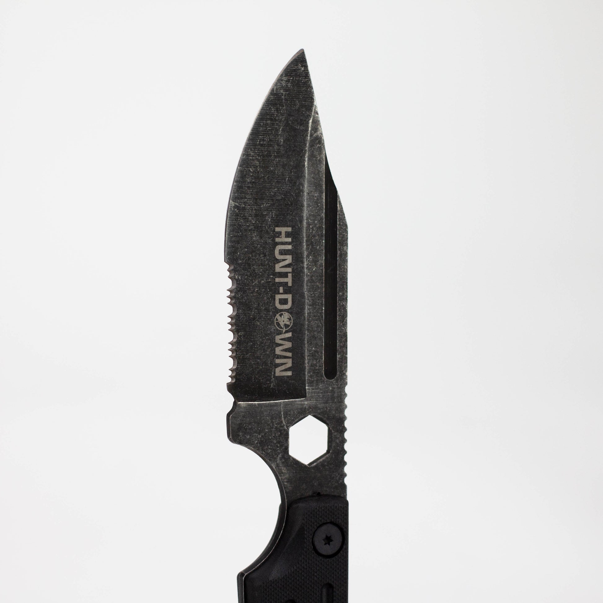 Hunt-Down | 9.5" Stonewashed Fixed Blade Full Tang Tactical Knife Sheath & Wrench [9839]_3