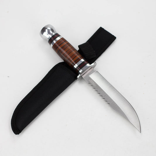10" Silver Stainless Steel Hunting Knife Wood Handle with Sheath [HK-6860]_0