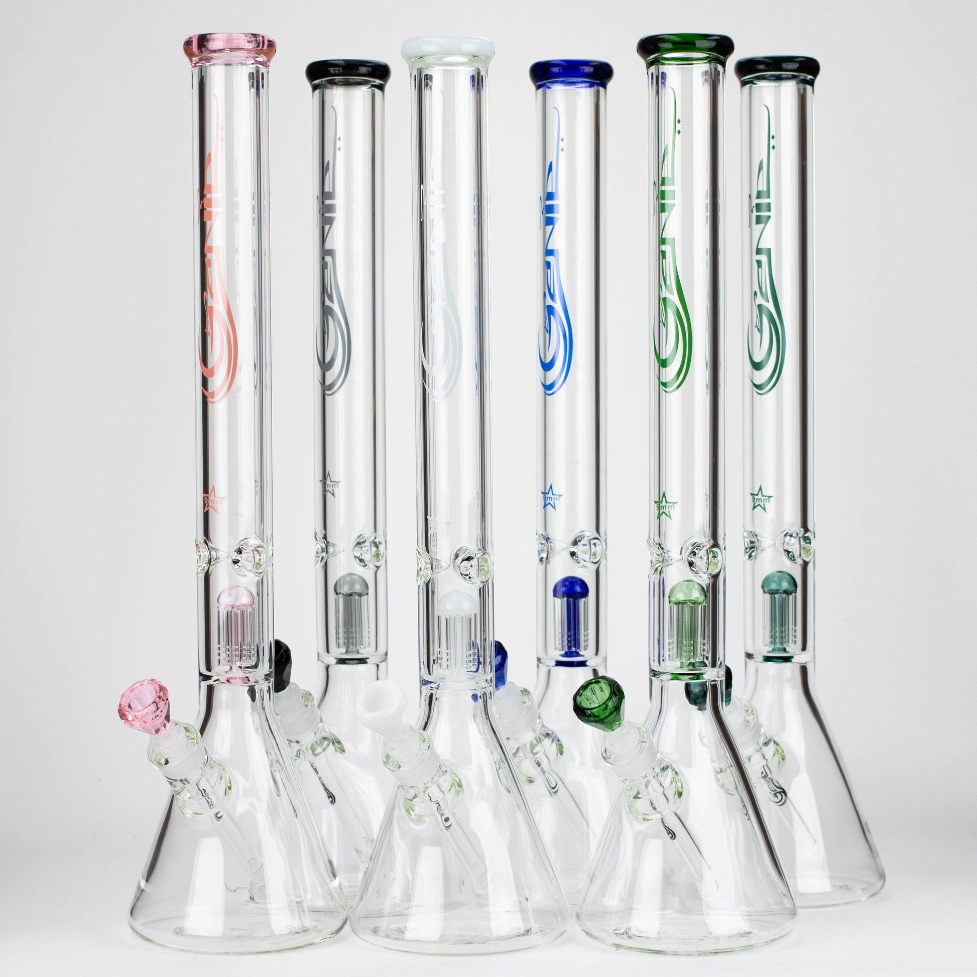 GENIE | 24" 9 mm single percolator glass water bong [GB1905]_0