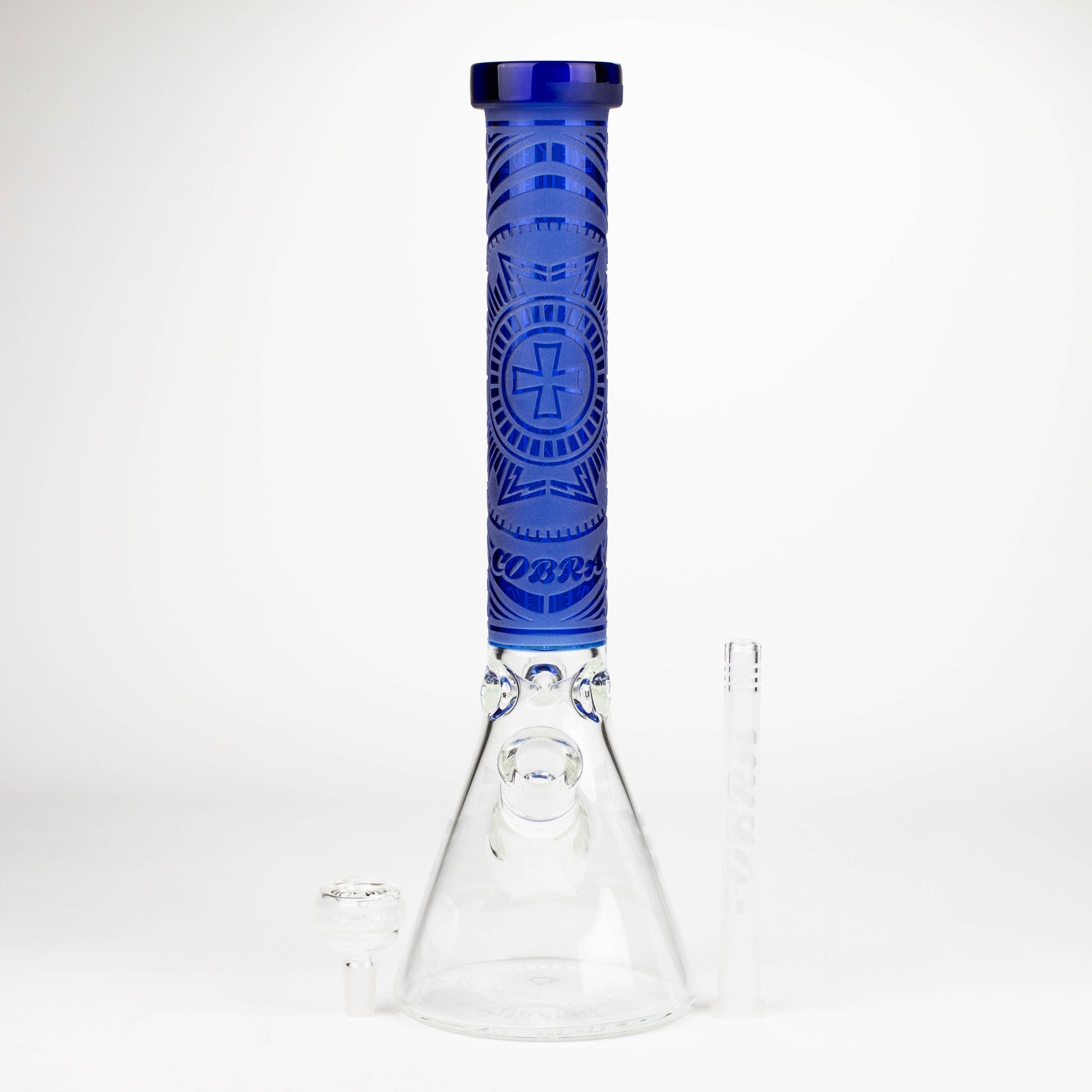 COBRA | 14" sandblasted geometric graphic 7 mm glass bong [YY03]_6