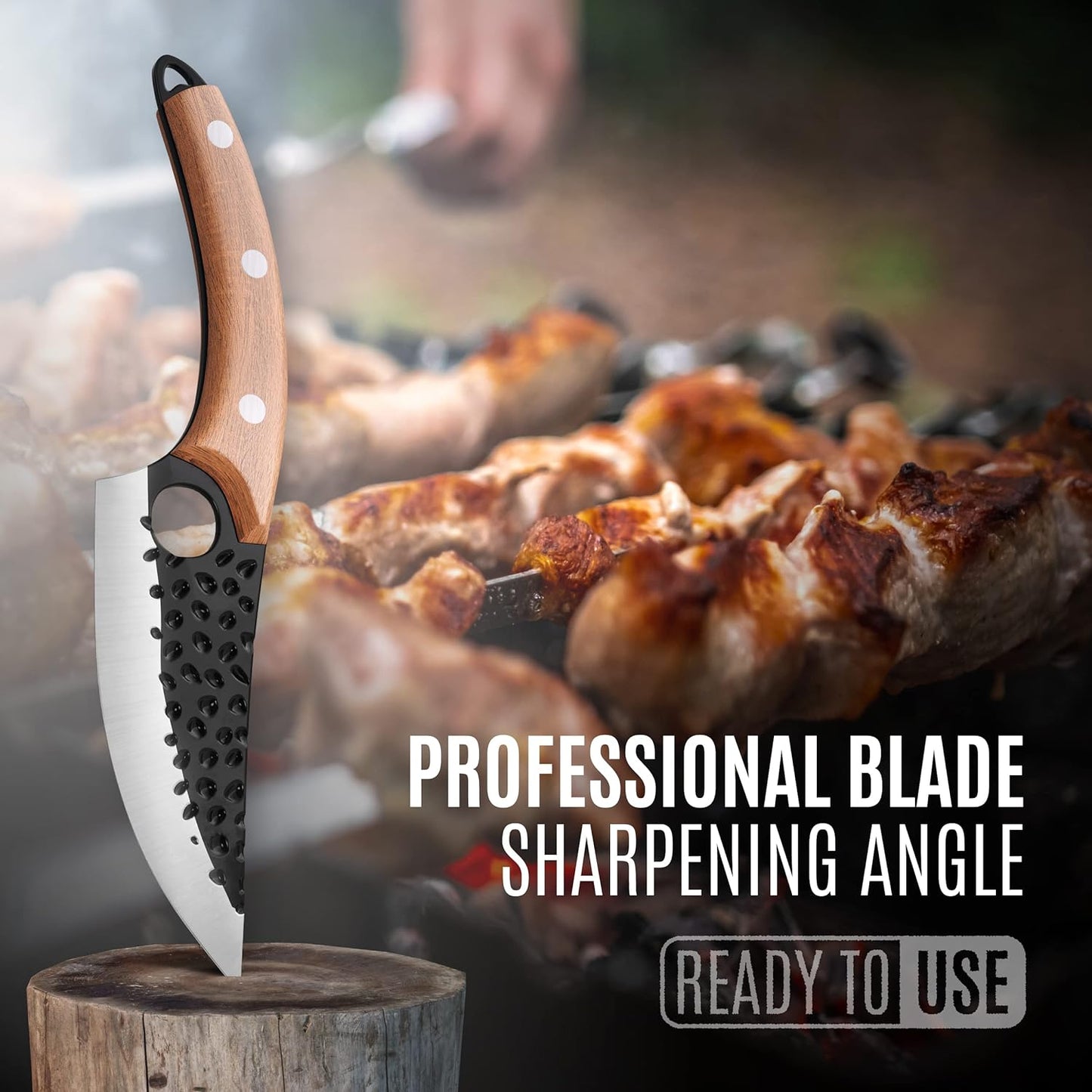 Boning Knife 110% Hand Forged Butcher Knife Camping Knife, Cleaver for Easy Cutting, Chopping, Deboning, fileting, BBQ – Outdoor and Kitchen Meat Cutting Knife_6