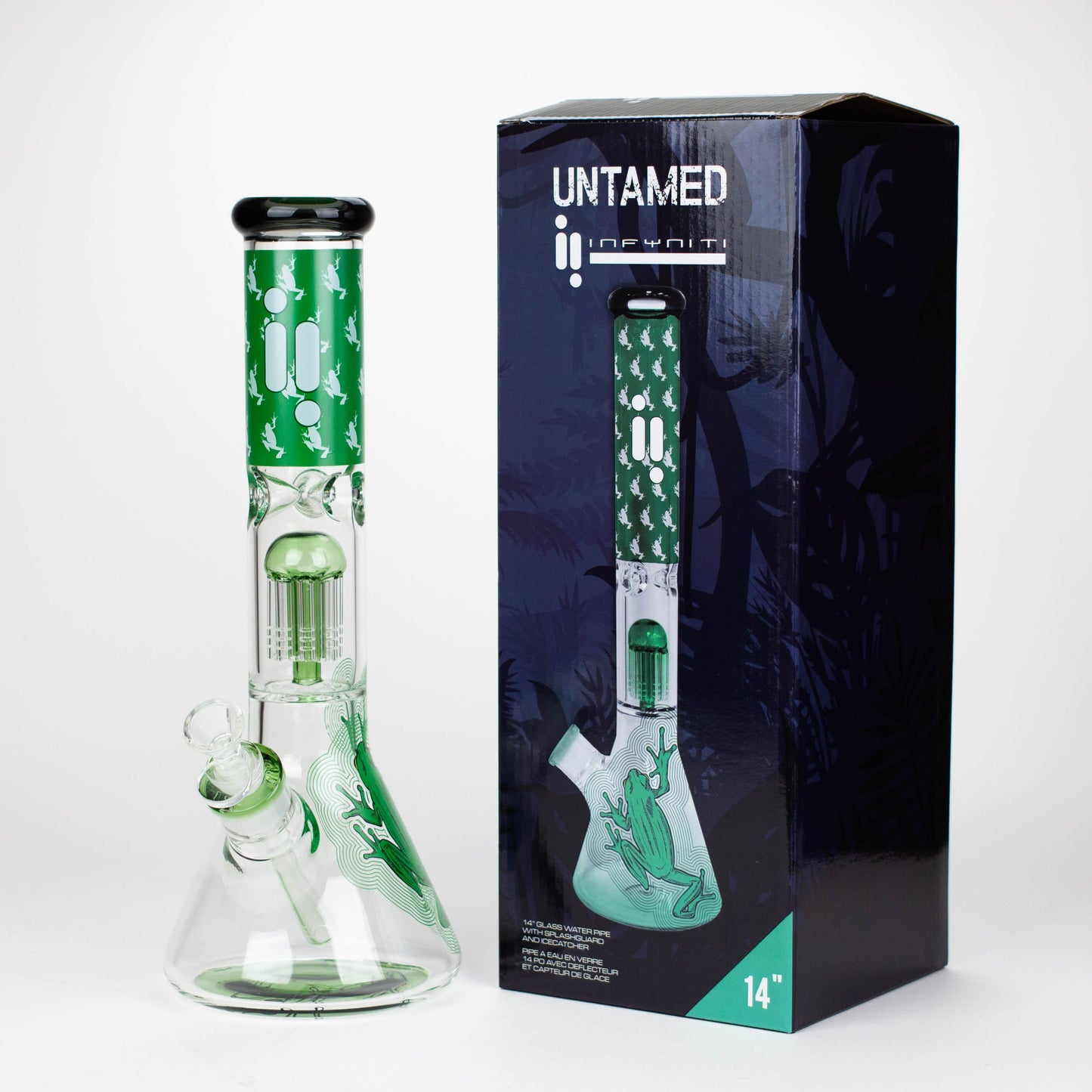 Infyniti | Untamed 14" 7 mm classic beaker water bong - Green Frog [GP2015]_3