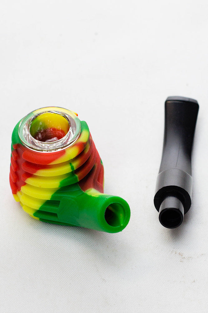 Sherlock Silicone pipe in display with glass bowl-WP134_5