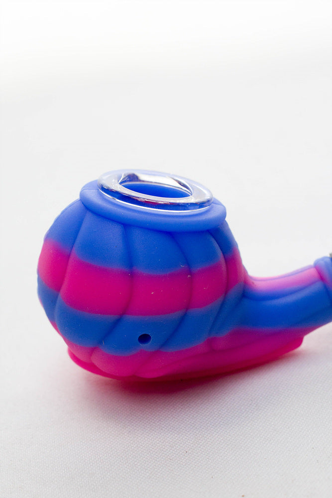 Sherlock Silicone pipe in display with glass bowl-WP139_5