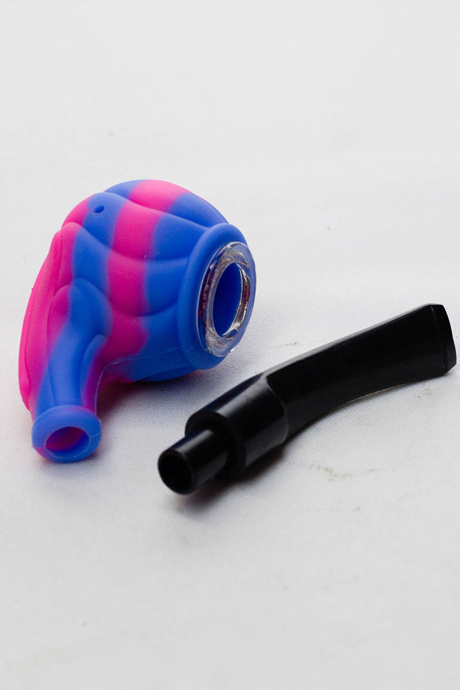 Sherlock Silicone pipe in display with glass bowl-WP139_6