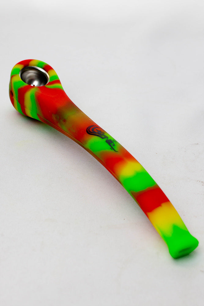 9" Genie Silicone hand pipe with metal bowl_11