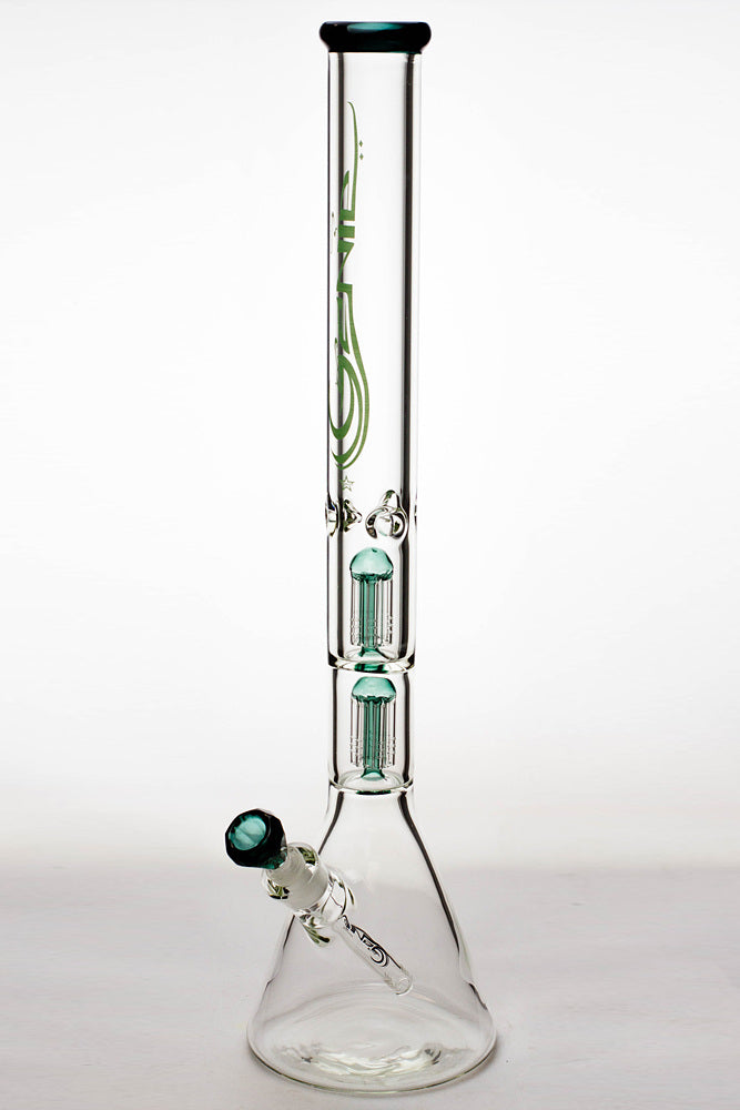 24" genie double 6 arms heavy glass water beaker bong_3