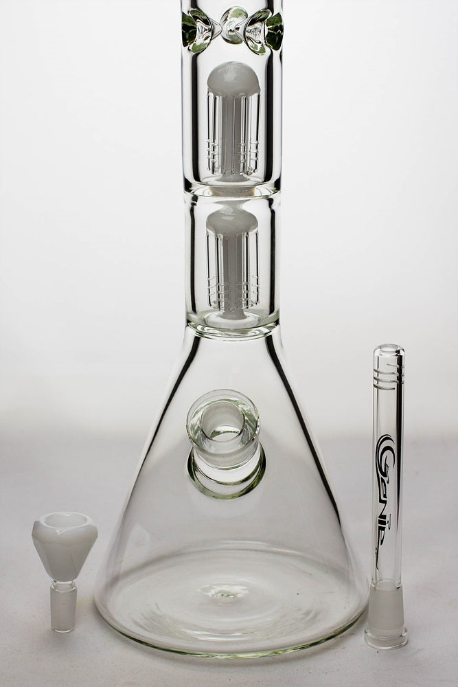 24" genie double 6 arms heavy glass water beaker bong_2