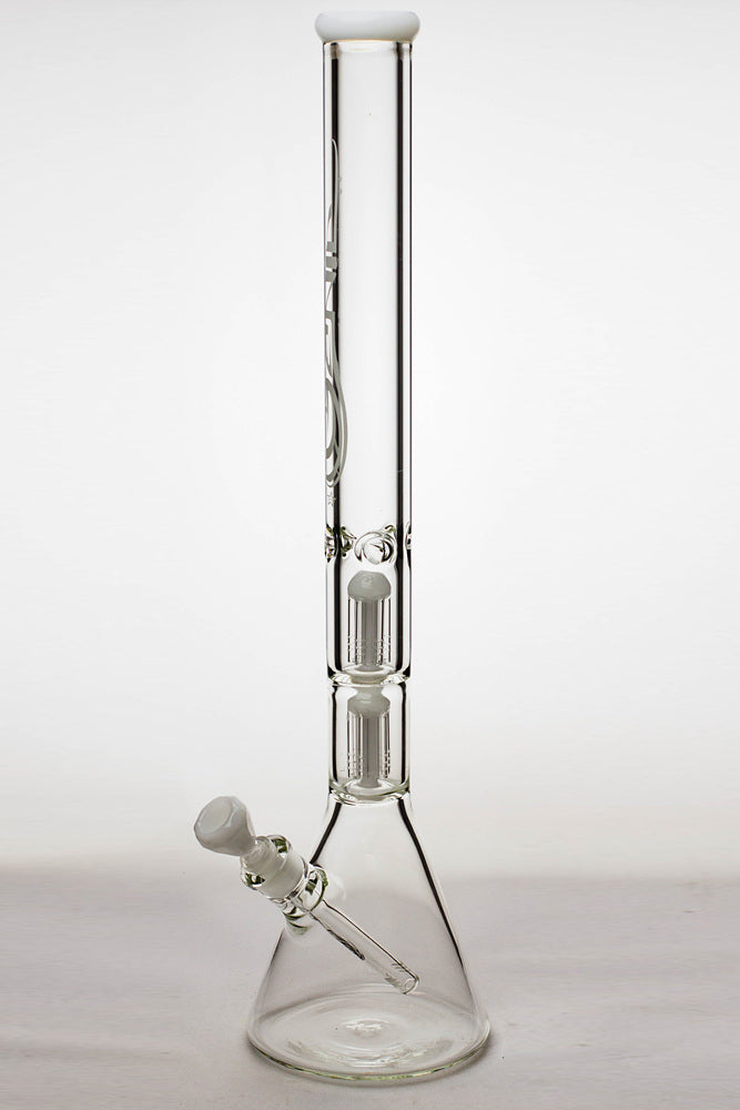 24" genie double 6 arms heavy glass water beaker bong_4