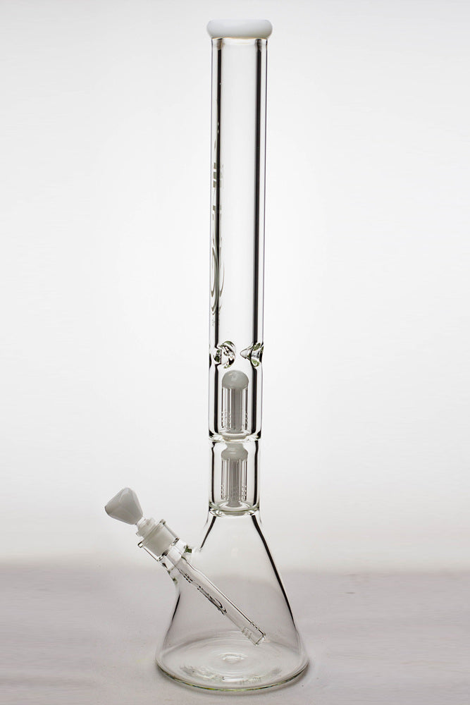 24" genie double 6 arms heavy glass water beaker bong_10