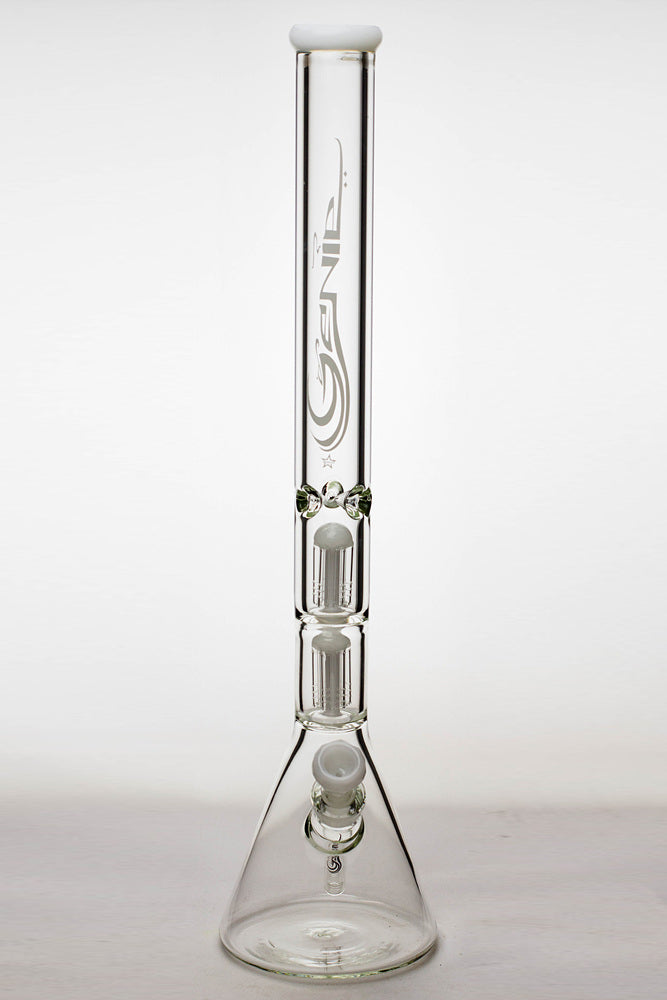 24" genie double 6 arms heavy glass water beaker bong_11