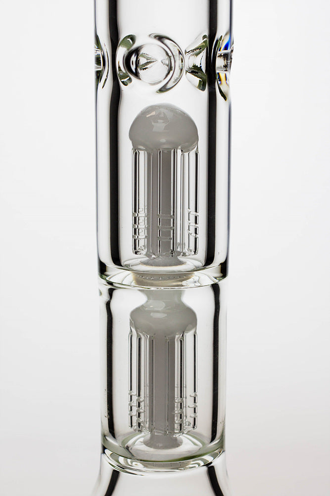 24" genie double 6 arms heavy glass water beaker bong_14