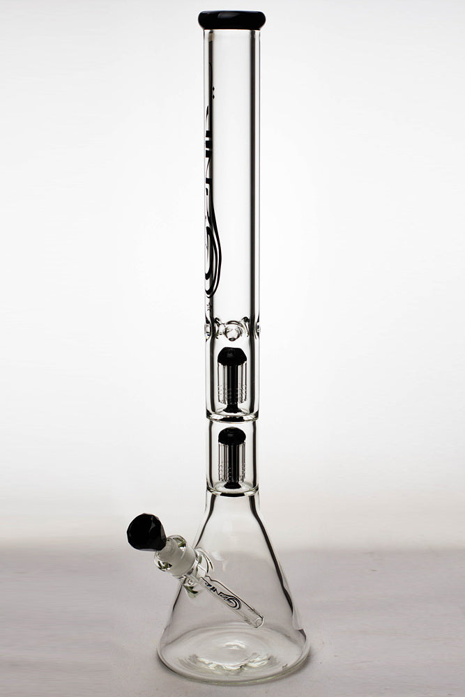 24" genie double 6 arms heavy glass water beaker bong_7