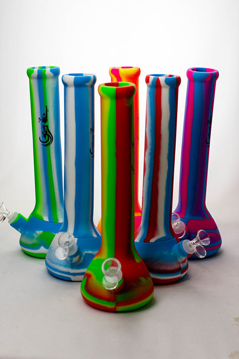 13" Genie mixed color Silicone detachable beaker water bong_0