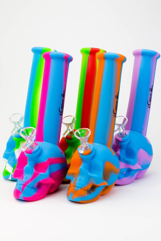 9" Genie skull multi colored detachable silicone water bong_0