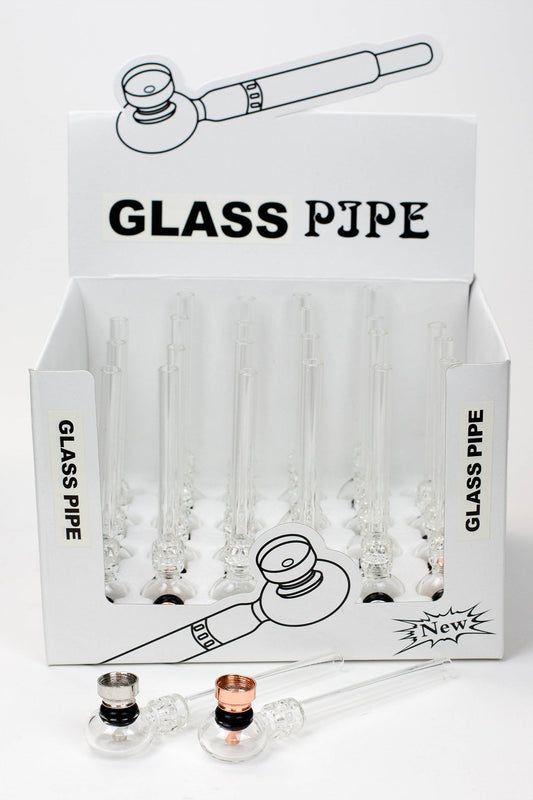5.5" Glass tube pipe TP005 with metal screen Box of 24_0
