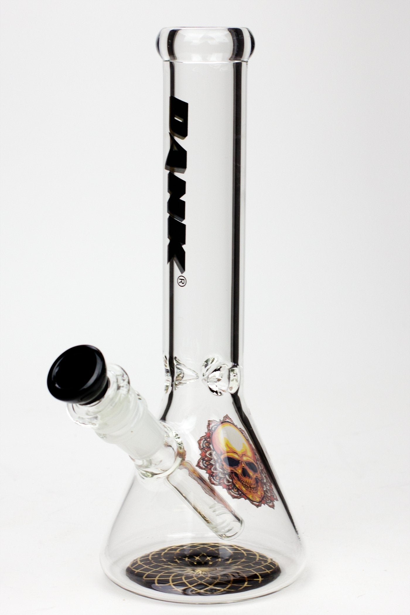 9.5" DANK beaker glass water bong (Wide / Skull)_6