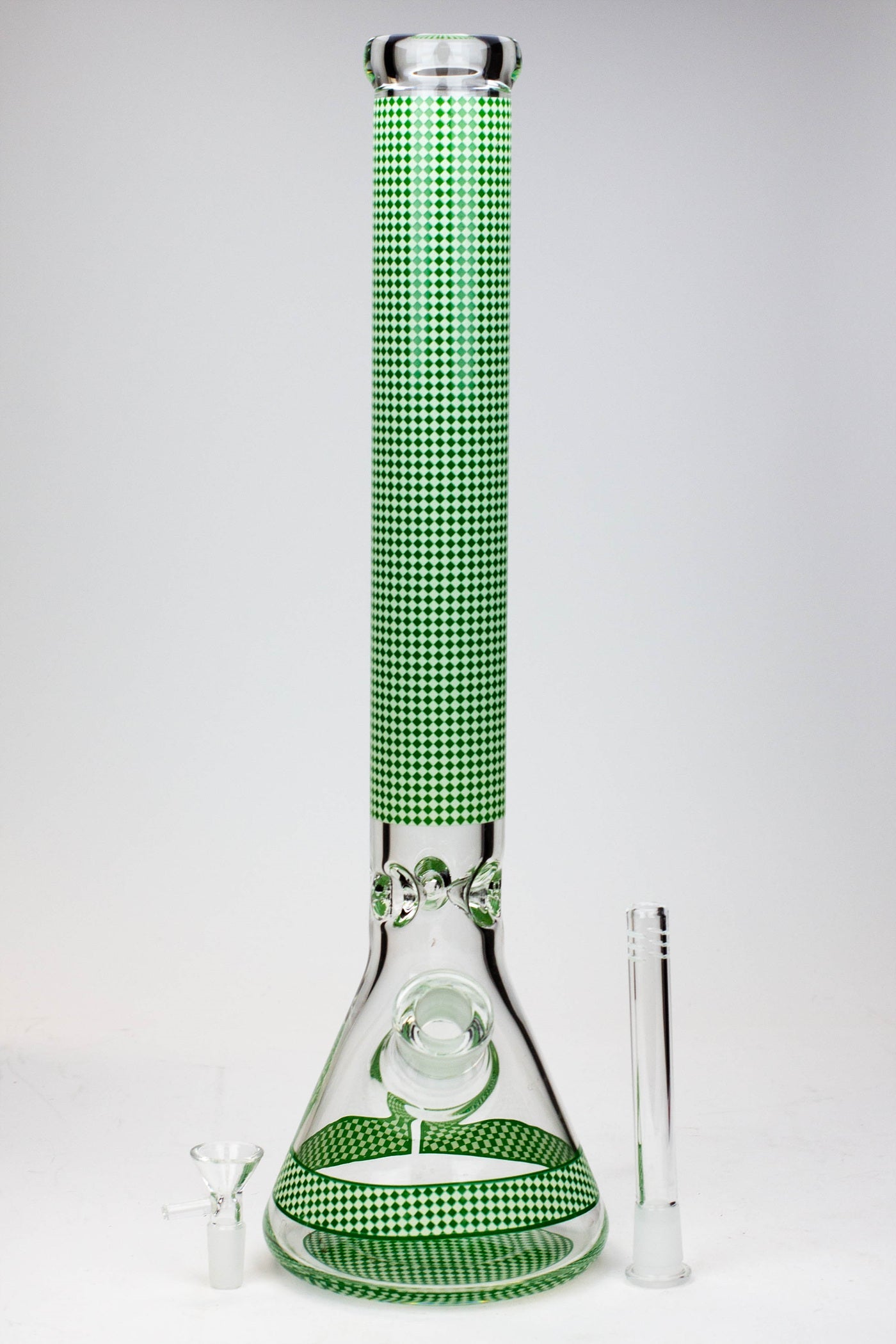 18" Diamond pattern Glow in the dark 7 mm glass beaker bong_11