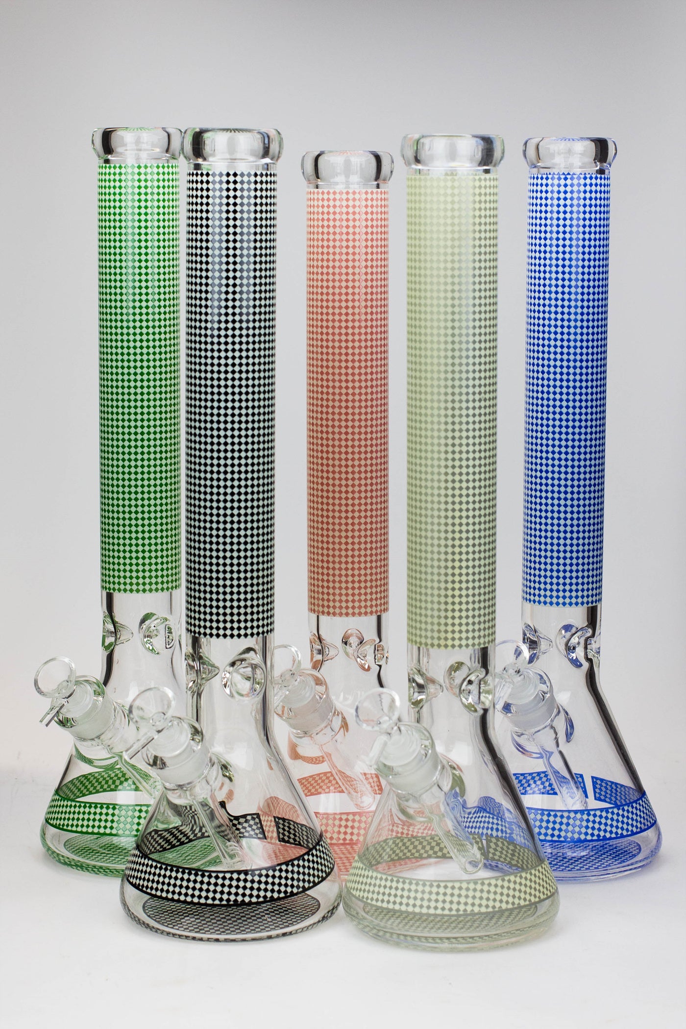 18" Diamond pattern Glow in the dark 7 mm glass beaker bong_0