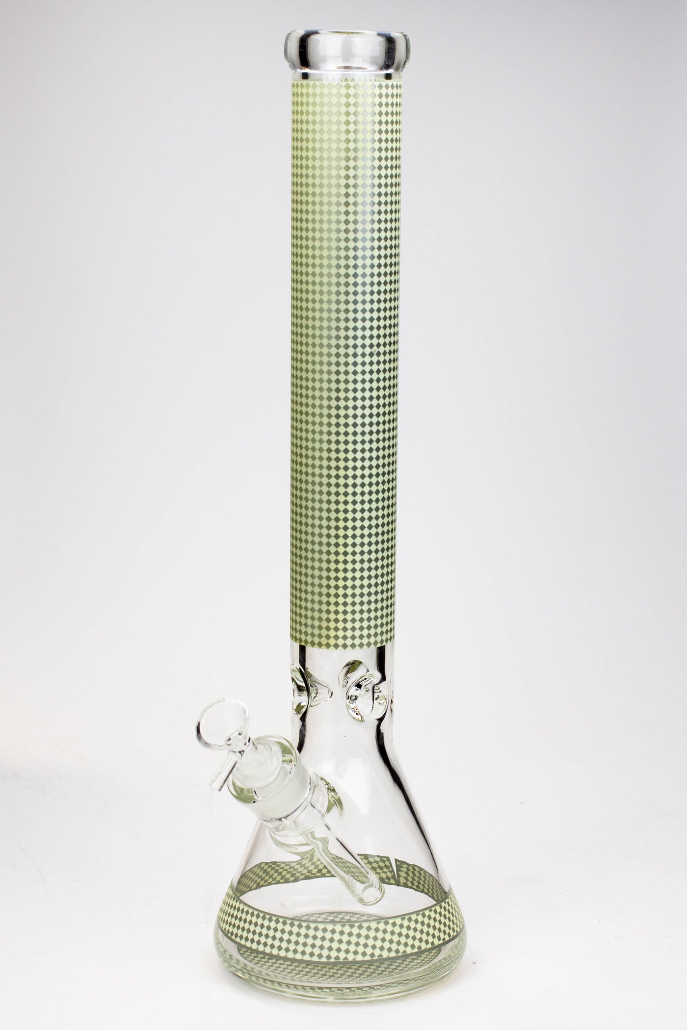 18" Diamond pattern Glow in the dark 7 mm glass beaker bong_9