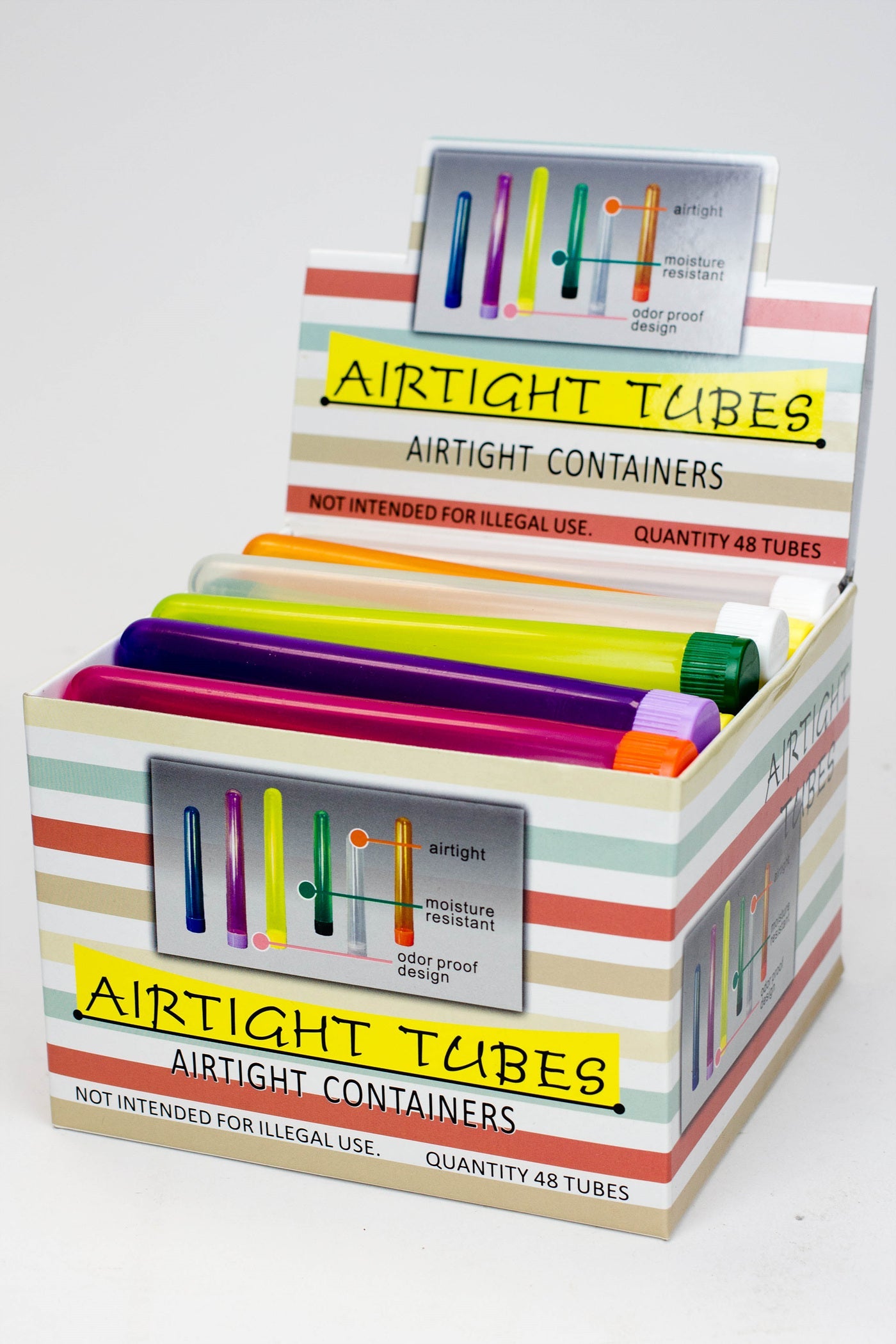 Airtight smell proof 140 mm assorted color tubes  Box of 48_1