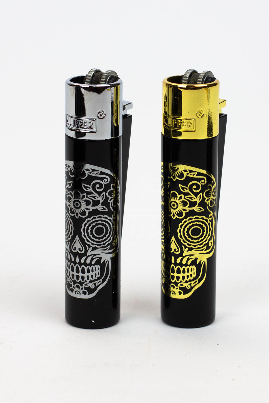 CLIPPER BLACK/GOLD SKULL CMP11 METAL LIGHTERS COLLECTION BOX OF 12_3
