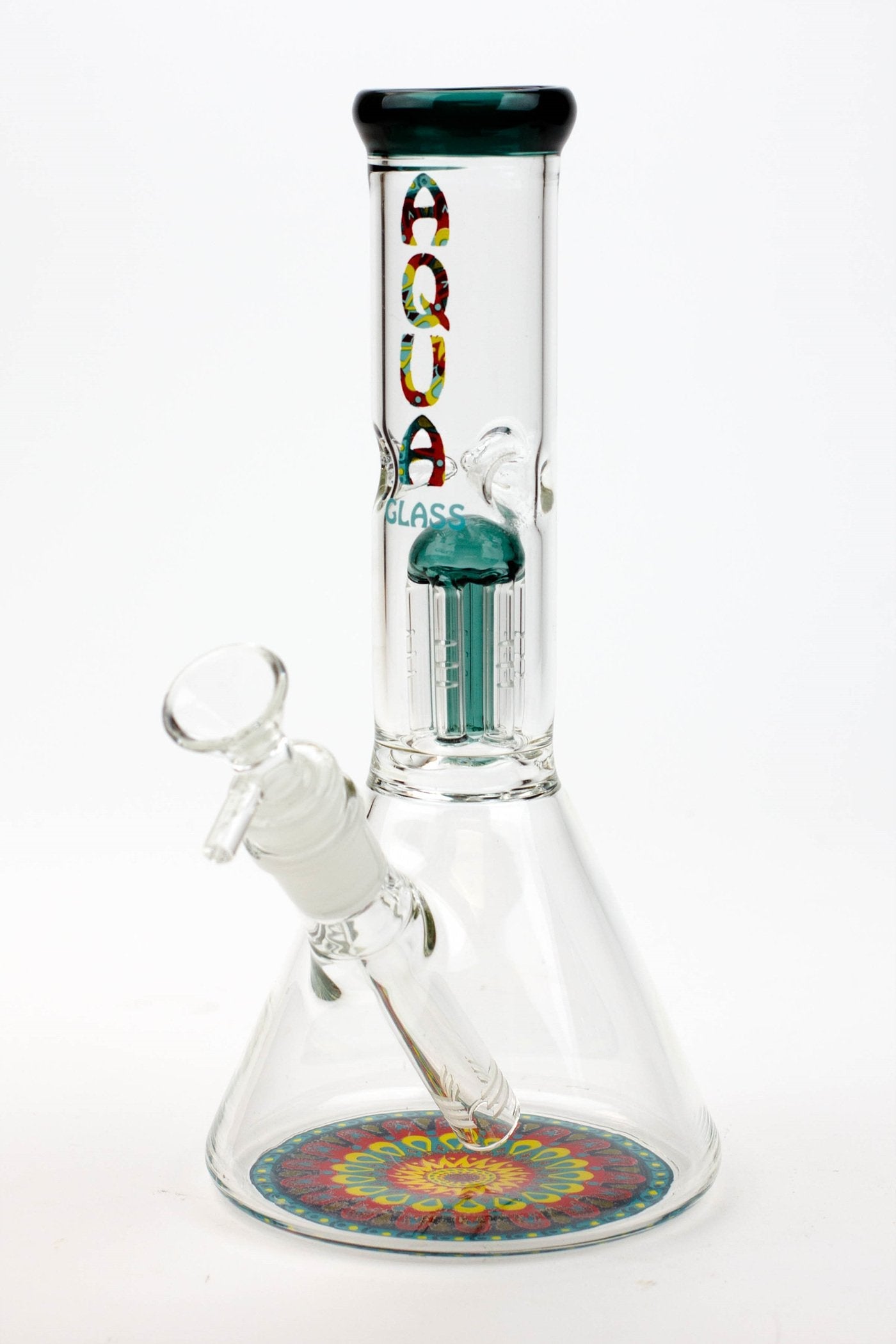 9" AQUA Single tree arms percolator glass water bong_5