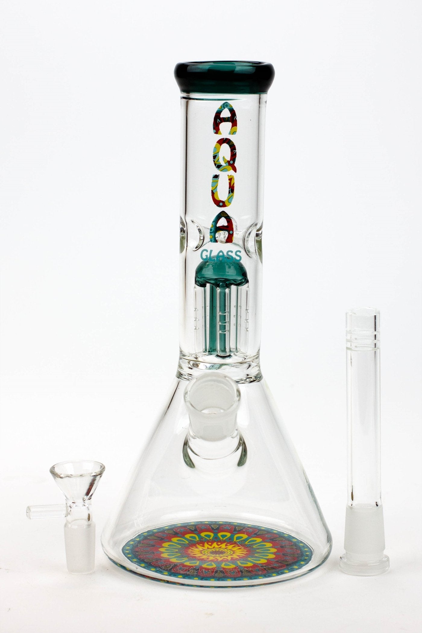 9" AQUA Single tree arms percolator glass water bong_3