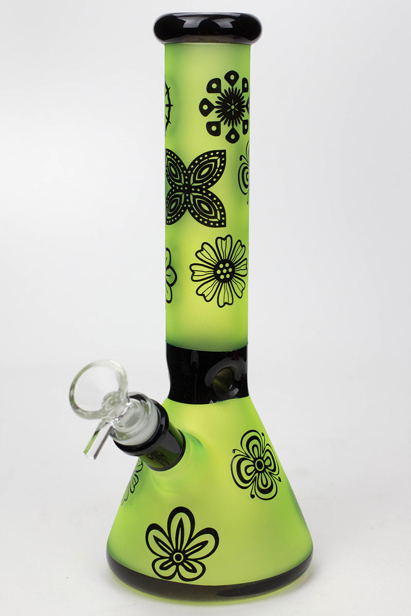 10" Sandblasted color glass water bong_4