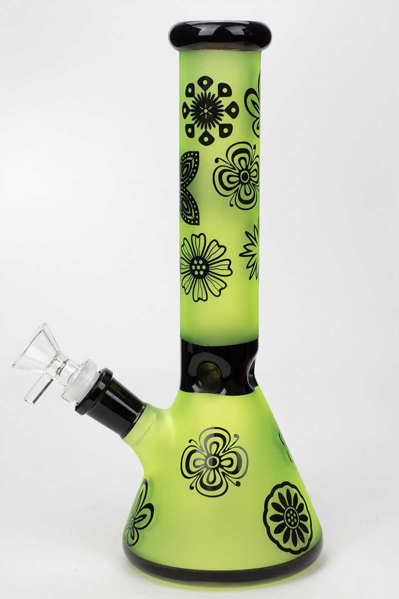 10" Sandblasted color glass water bong_5