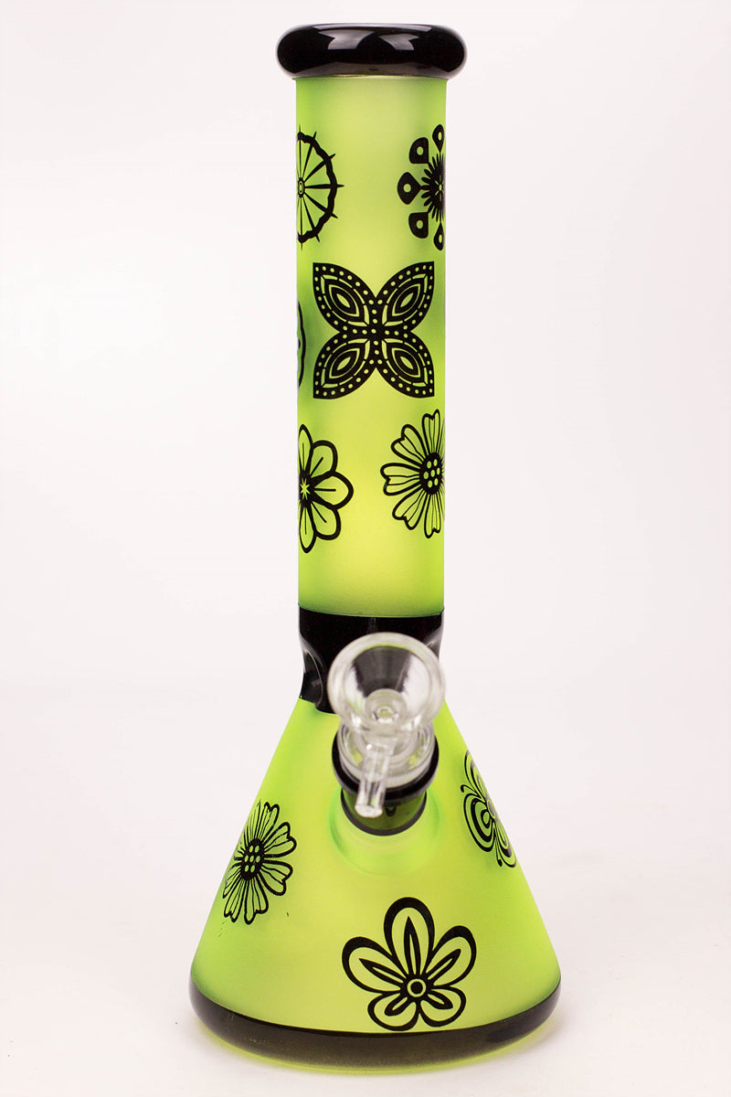 10" Sandblasted color glass water bong_6