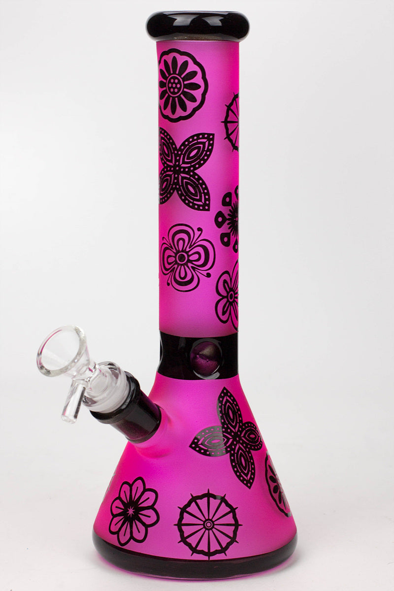 10" Sandblasted color glass water bong_3