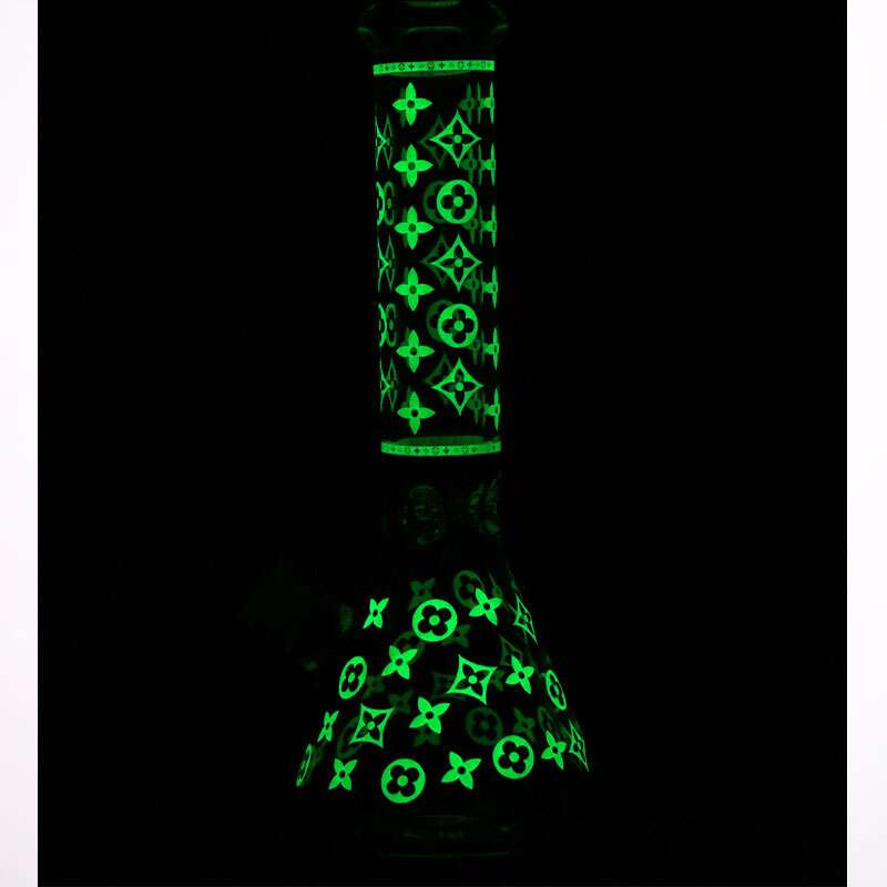 14" Luxury Pattern glow in the dark / 7mm / glass beaker bong [CH-107]_0