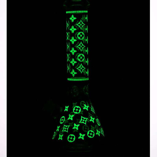 14" Luxury Pattern glow in the dark / 7mm / glass beaker bong [CH-107]_0