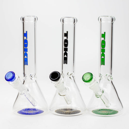 9.5" TOKE beaker glass water bong_0