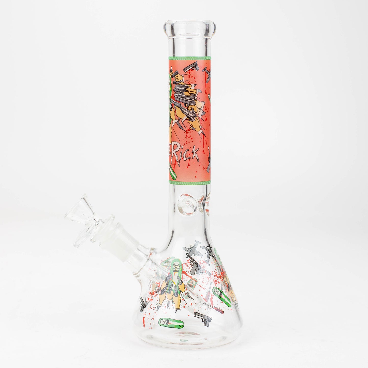 10" RM decal Glow in the dark glass water bong_12