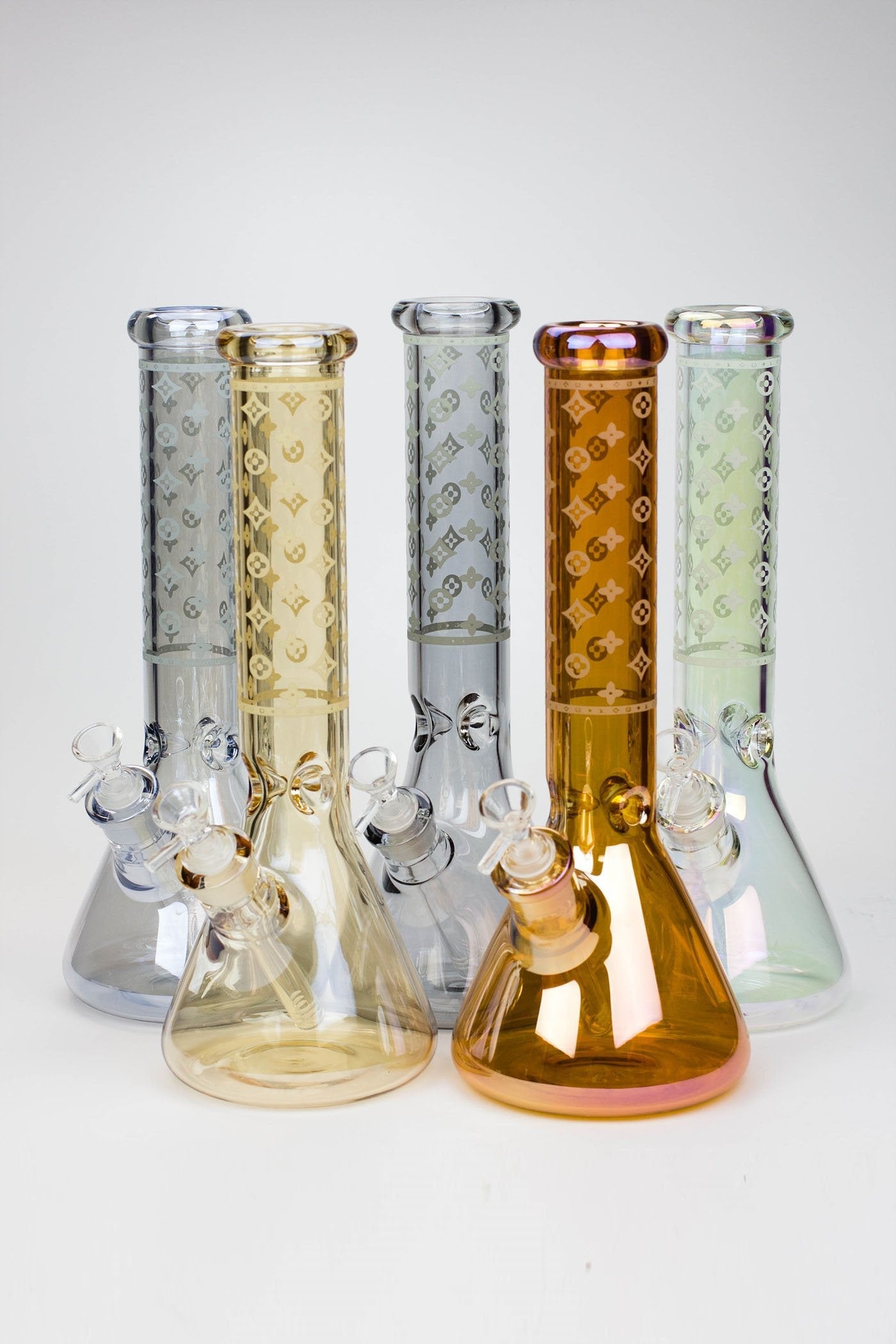 14" Luxury Logo 7 mm classic Electroplated Glass beaker Bong n_0