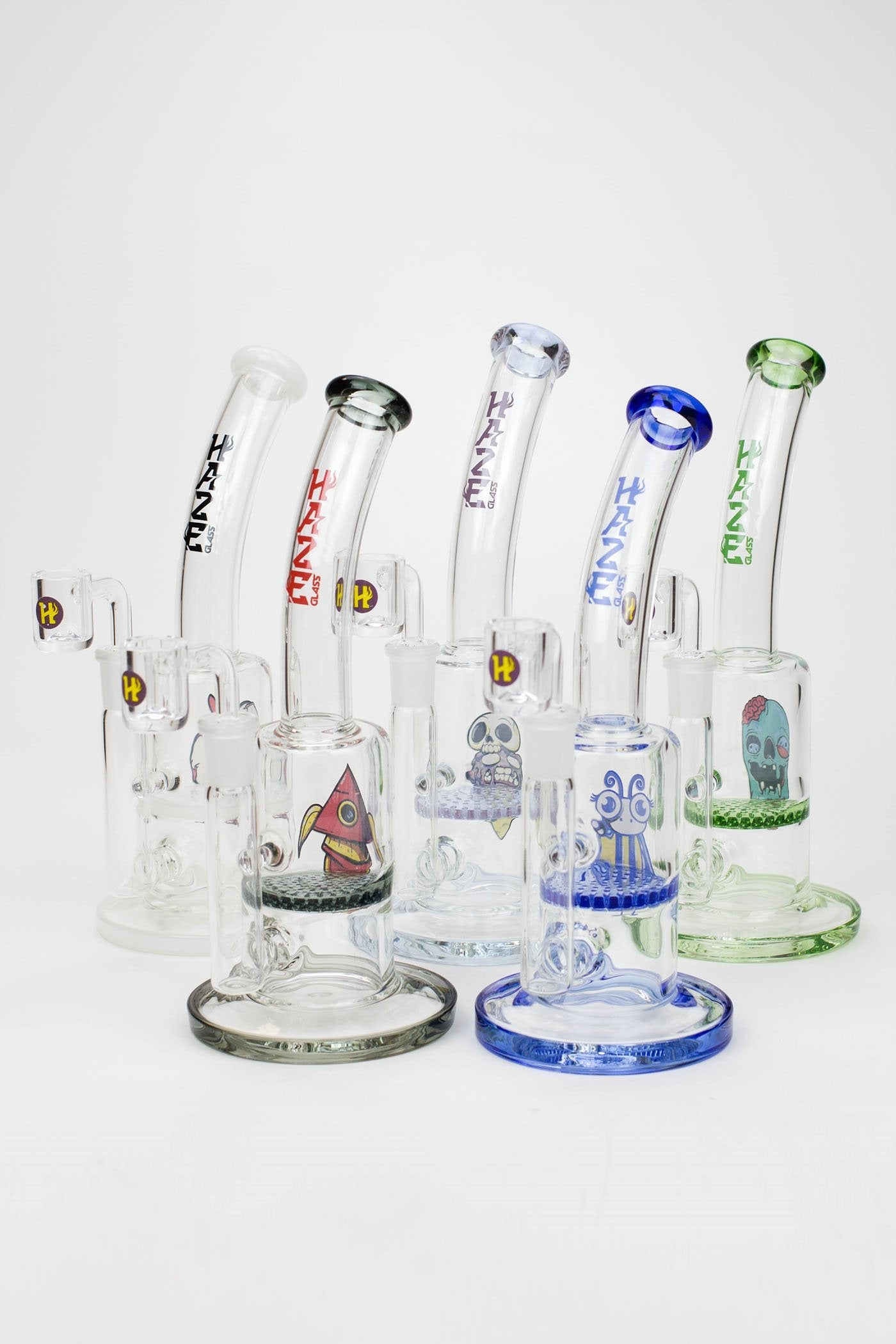 8" HAZE 2-in-1 Honeycomb diffuser Bent neck Dab Rig_0