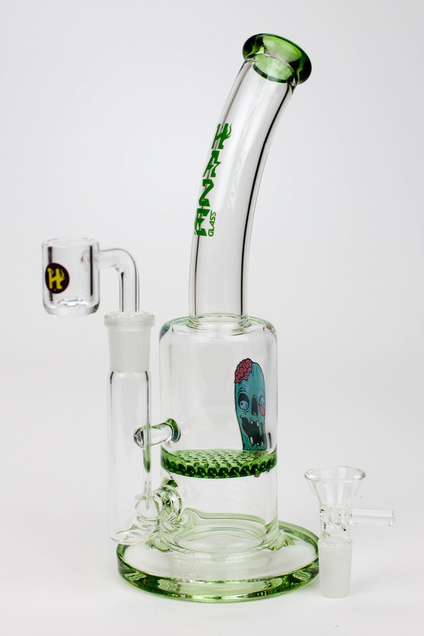 8" HAZE 2-in-1 Honeycomb diffuser Bent neck Dab Rig_12