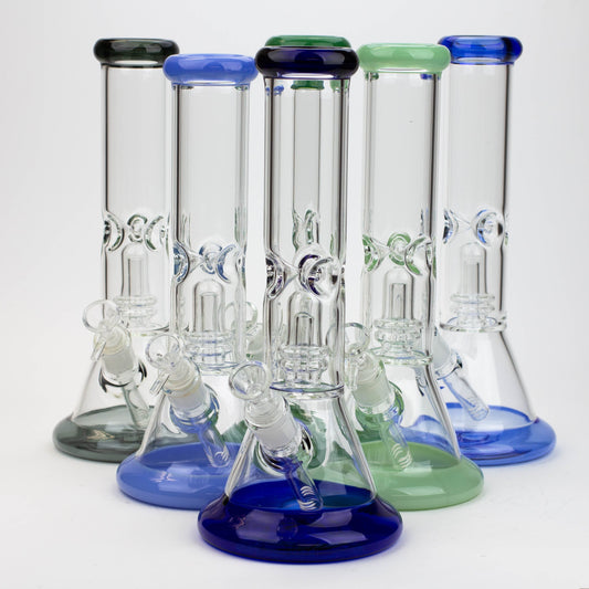 12" Color Bottom Glass Bong with shower head [C1503]_0