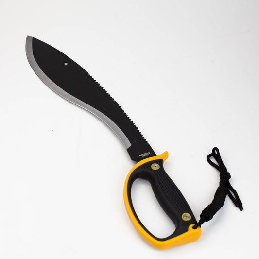 20″ Black & Silver Machete with A Black Yellow Handle & Sheath [HK6660]_0